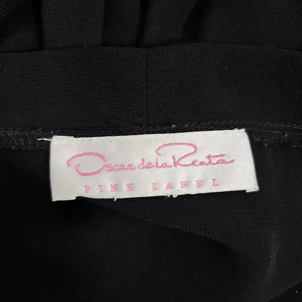 Vtg Oscar de la Renta Pink Label Black Chiffon Floral Embroidery Robe No Belt